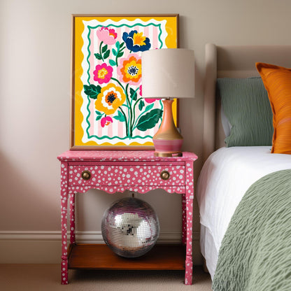 Yellow Floral Wall Art - Retro Floral Art Print - Midcentury Modern Home Decor Wall Art for Living Room