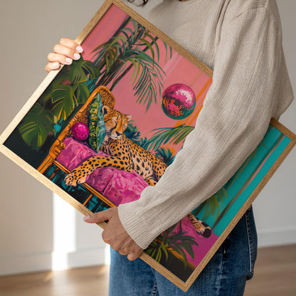 Cheetah Sleeping Under A Disco Ball