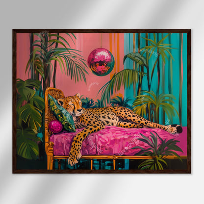 Cheetah Sleeping Under A Disco Ball