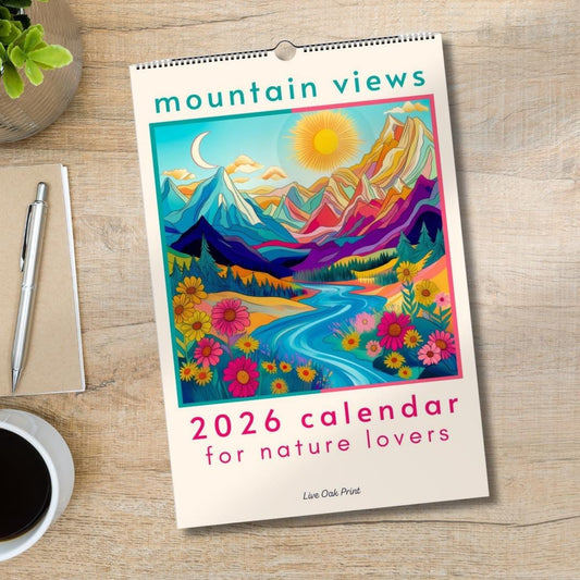 2026 Mountain Wall Calendar - Colorful 2026 Calendar - Nature Lover Gift
