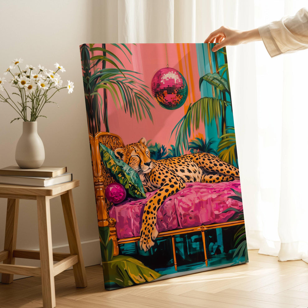 Cheetah Sleeping Under A Disco Ball