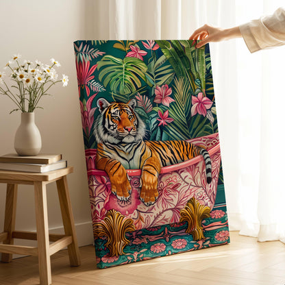Tiger In A Bathtub In A Luxury Bathroom - Tiger Bathroom Wall Art