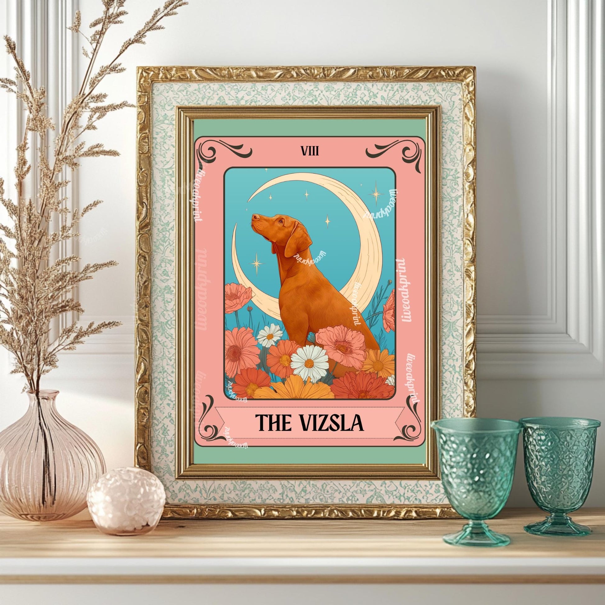 The Vizsla Tarot Card Art Print - Vizsla Wall Art Dog Owner Gift Vizsla Gift Ideas