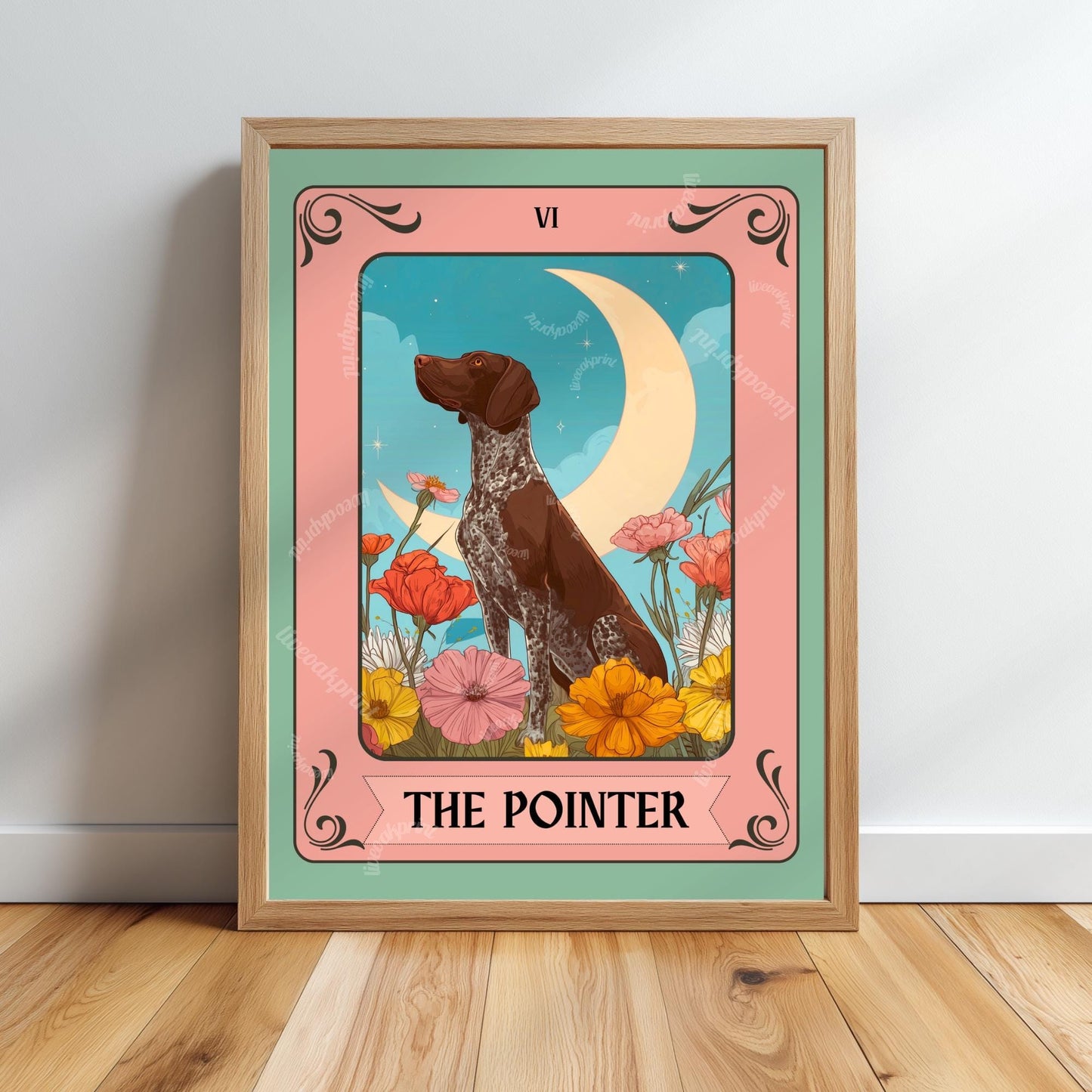 Liver Roan German Shorthaired Pointer Wall Art – GSP Tarot Dog Art Print