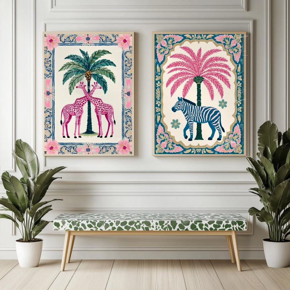 Set of 2 Art Prints Tropical Luxury Art
