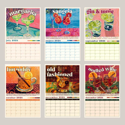 2026 Cocktail Calendar - Monthly Cocktail Recipe Calendar - Cocktail Gift Idea
