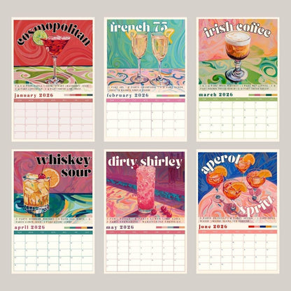 2026 Cocktail Calendar - Monthly Cocktail Recipe Calendar - Cocktail Gift Idea