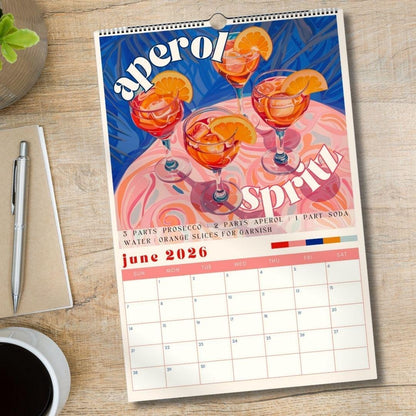 2026 Cocktail Calendar - Monthly Cocktail Recipe Calendar - Cocktail Gift Idea