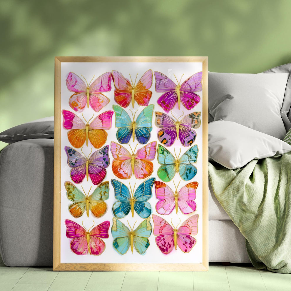 Vibrant Butterfly Wall Art Print – Maximalist Dopamine Decor