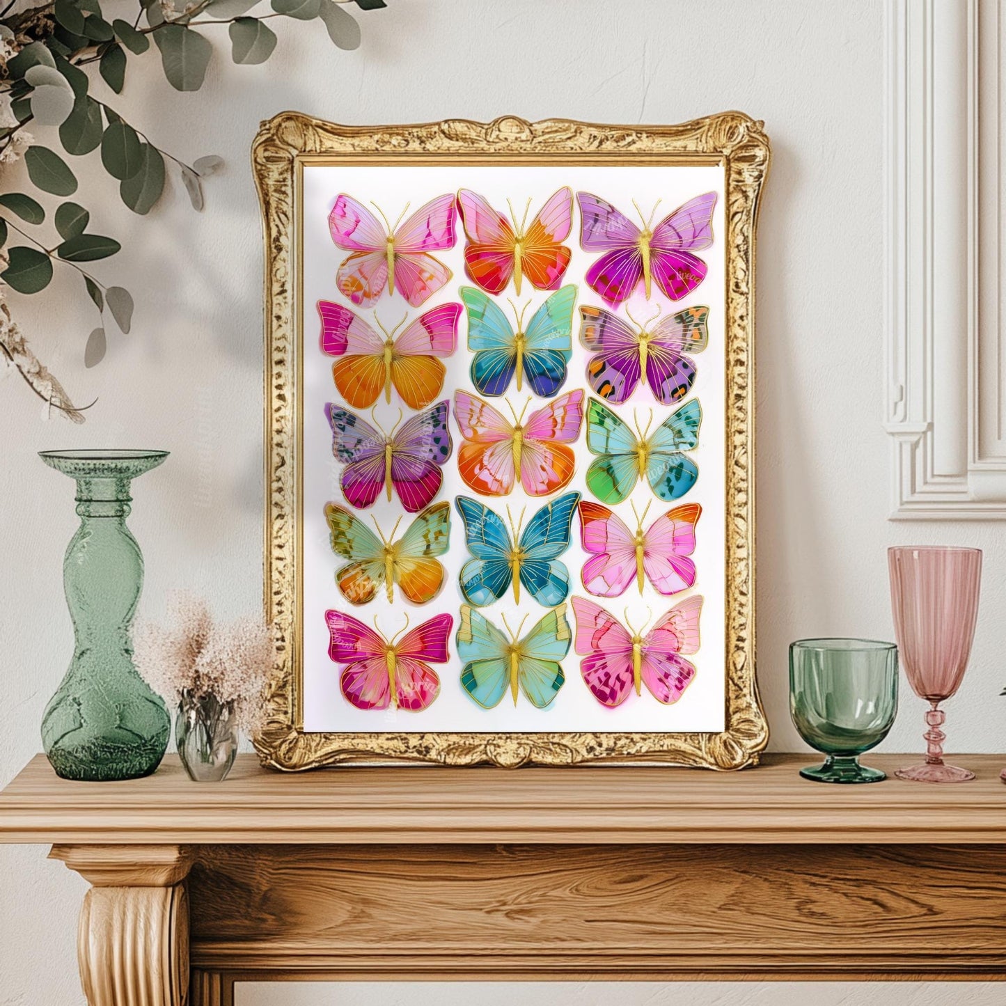 Vibrant Butterfly Wall Art Print – Maximalist Dopamine Decor