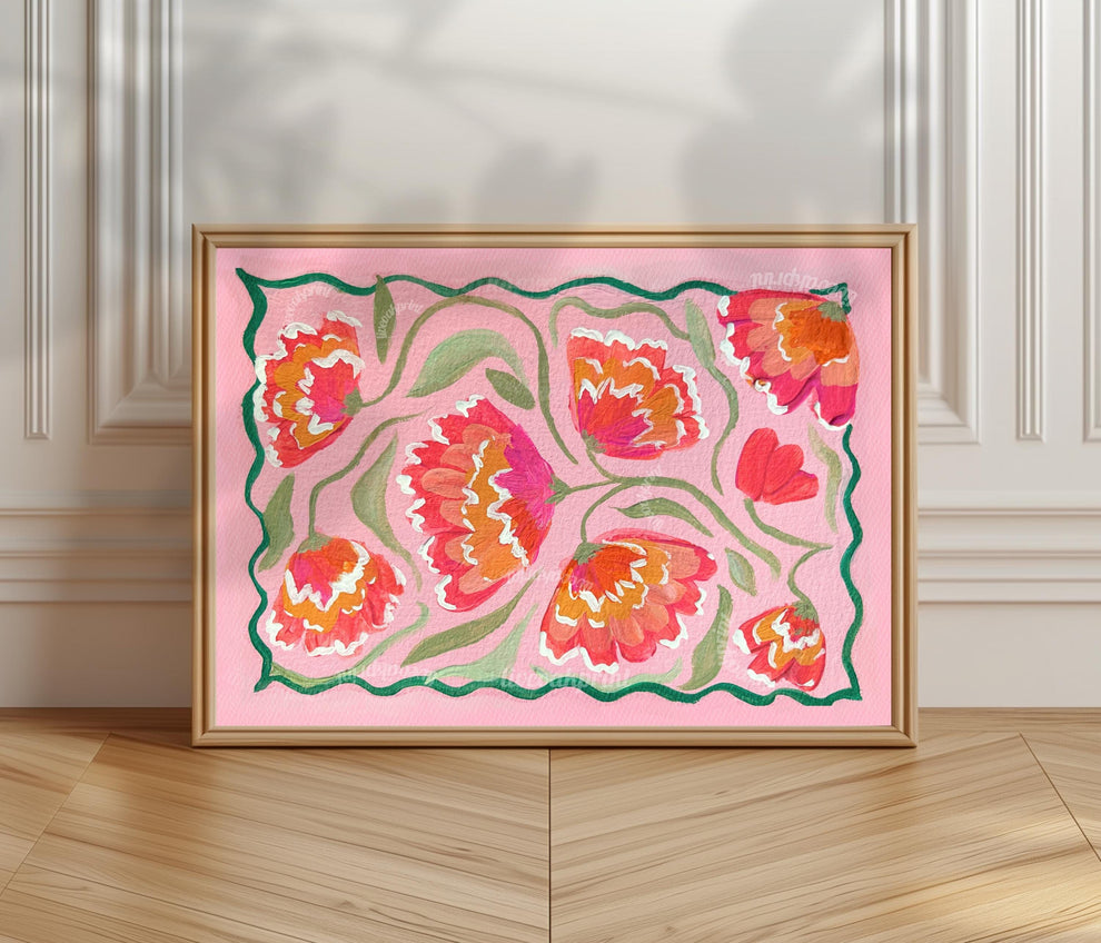 Pink Zinnias Art Print