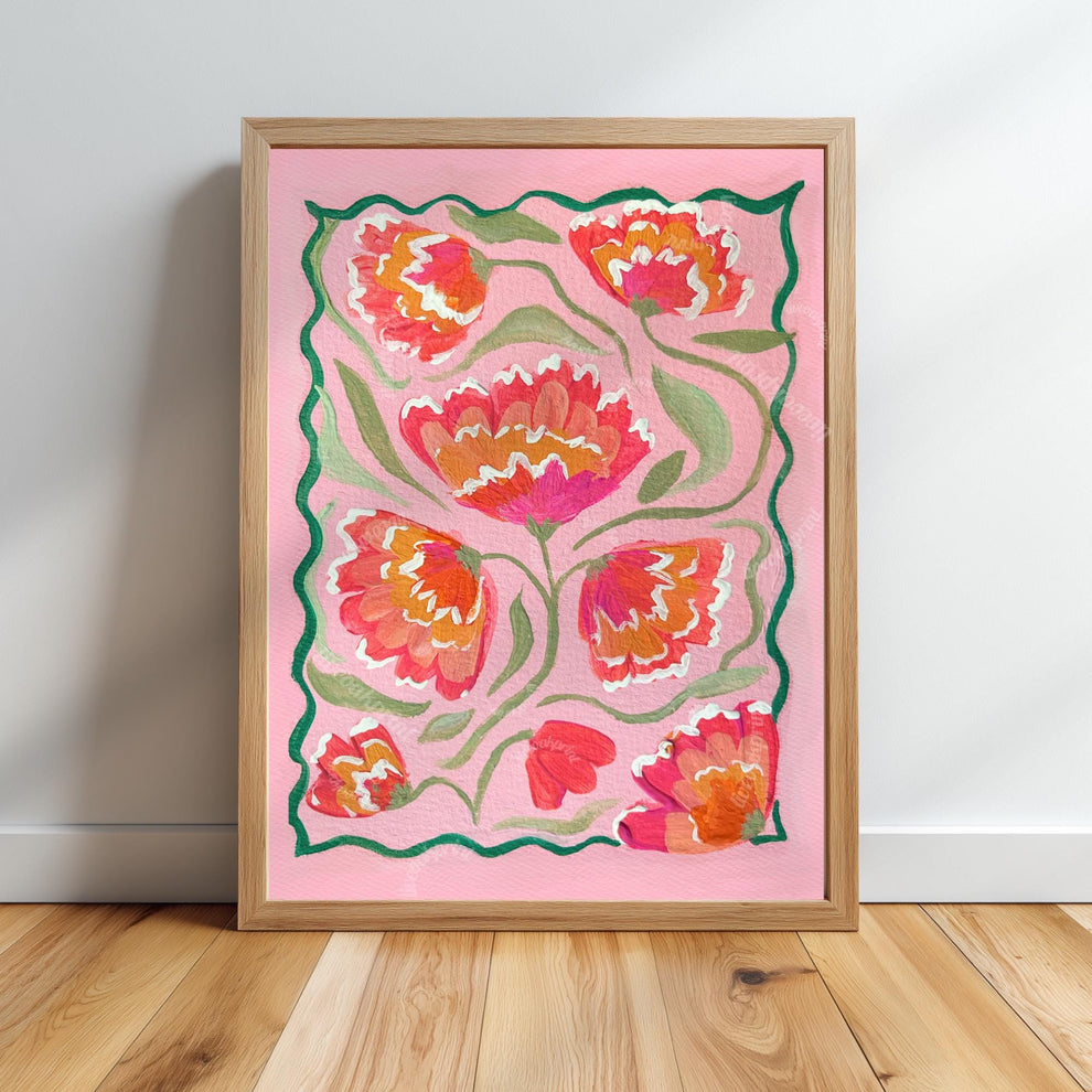 Pink Zinnias Art Print