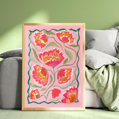 Pink Zinnias Art Print