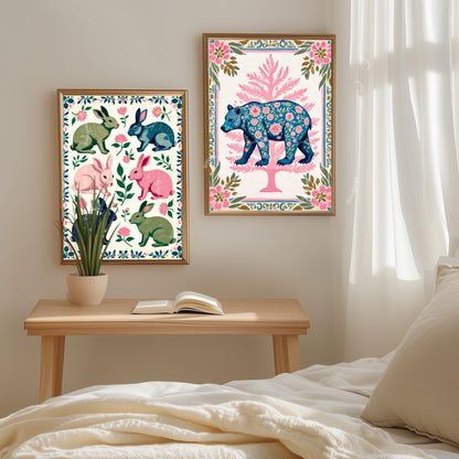 Rabbit Art Print – Playful Maximalist Home Decor
