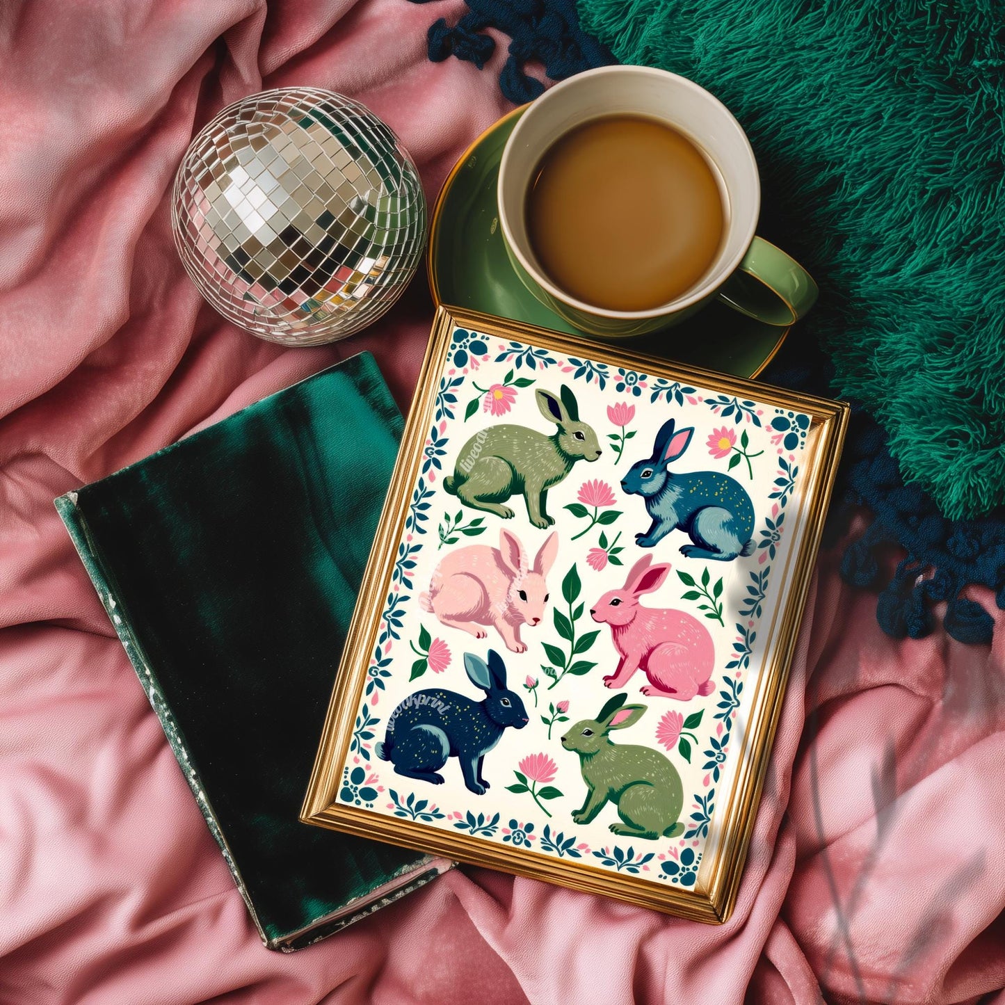 Rabbit Art Print – Playful Maximalist Home Decor