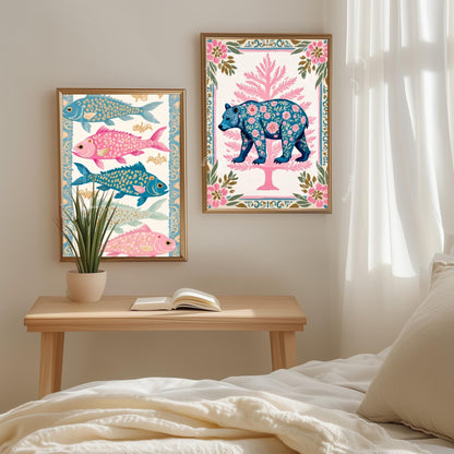 Blue and Pink Fish Wall Art