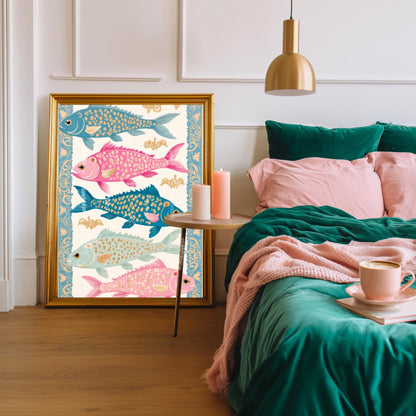 Blue and Pink Fish Wall Art