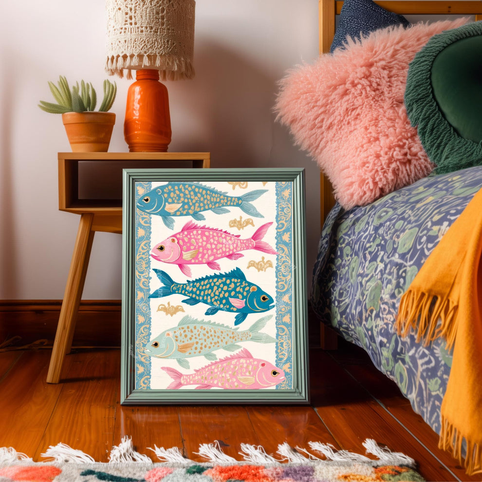 Blue and Pink Fish Wall Art