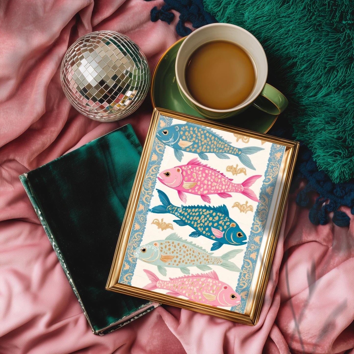 Blue and Pink Fish Wall Art