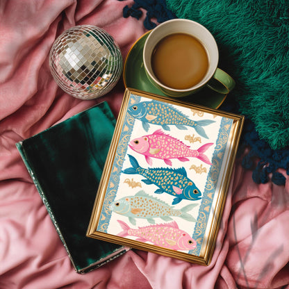 Blue and Pink Fish Wall Art