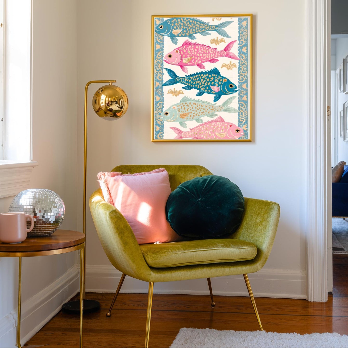 Blue and Pink Fish Wall Art