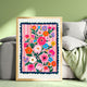 Pink and Navy Floral Wall Art