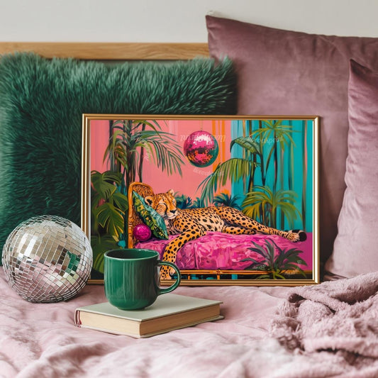 Cheetah Sleeping Under A Disco Ball