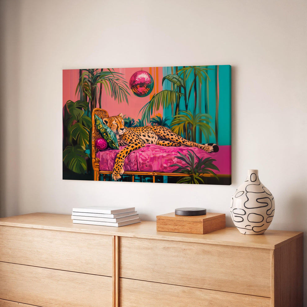 Cheetah Sleeping Under A Disco Ball