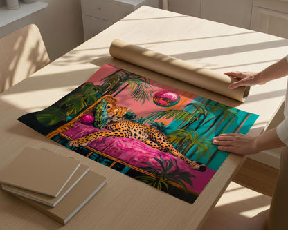 Cheetah Sleeping Under A Disco Ball