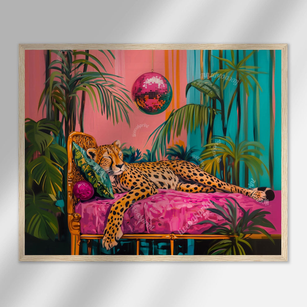 Cheetah Sleeping Under A Disco Ball
