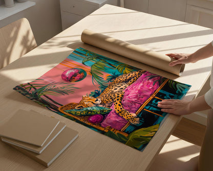 Cheetah Sleeping Under A Disco Ball