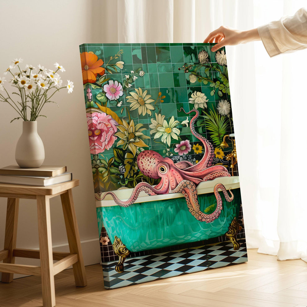 Octopus In A Bathtub In A Luxury Bathroom