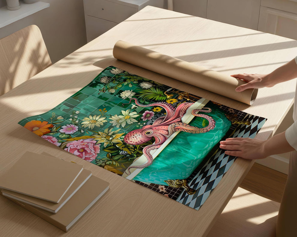 Octopus In A Bathtub In A Luxury Bathroom