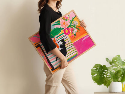 Tuxedo Cat Reading Print – Bookish Wall Art – Cozy Reading Nook Decor – Black and White Cat Art – Gift for Book Lovers – Dopamine Decor