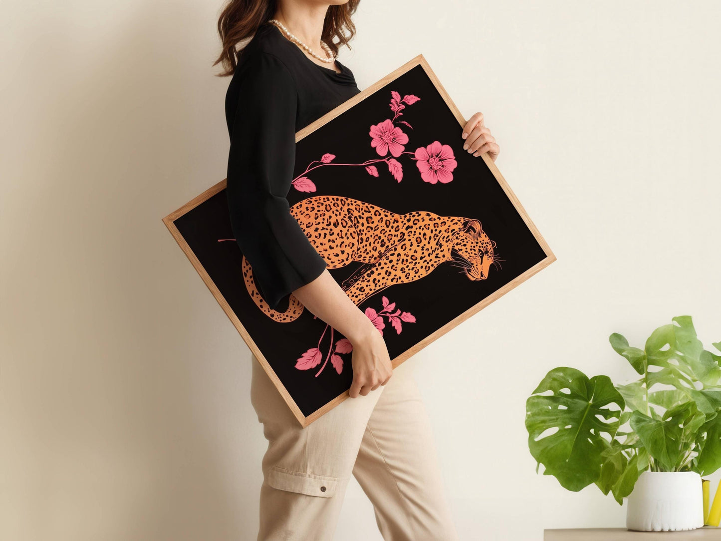 Pink and Black Leopard Wall Art