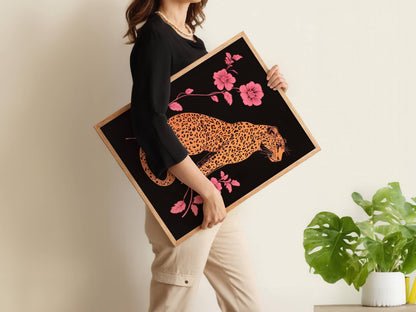 Pink and Black Leopard Wall Art