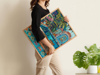 Leopard Lounging at a Fancy Pool