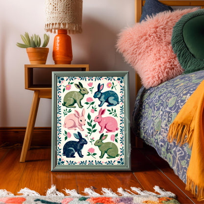 Rabbit Art Print – Playful Maximalist Home Decor