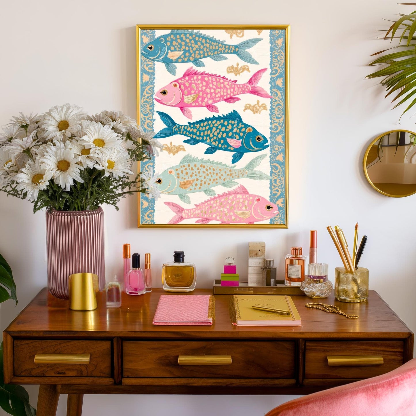 Blue and Pink Fish Wall Art
