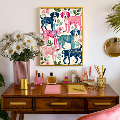 Colorful Beagle Art Print | Beagle Gift Idea Whimsical Dog Wall Art Gift for Dog Lovers | Modern Maximalist Pet Decor | Framed or Unframed