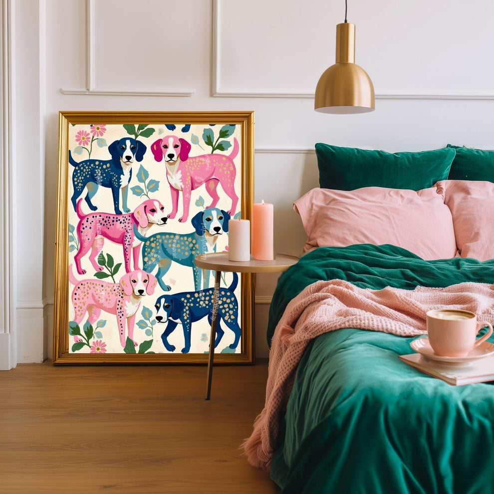 Colorful Beagle Art Print | Beagle Gift Idea Whimsical Dog Wall Art Gift for Dog Lovers | Modern Maximalist Pet Decor | Framed or Unframed