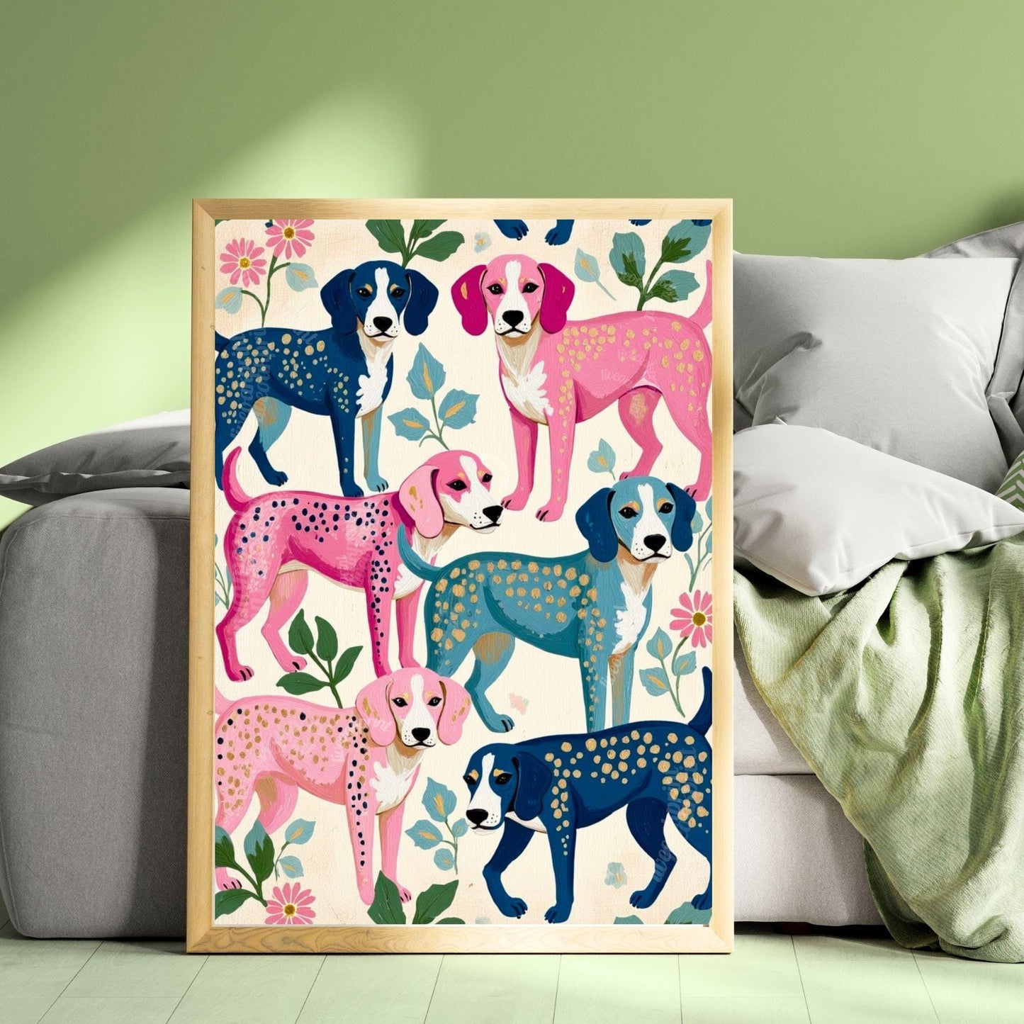 Colorful Beagle Art Print | Beagle Gift Idea Whimsical Dog Wall Art Gift for Dog Lovers | Modern Maximalist Pet Decor | Framed or Unframed