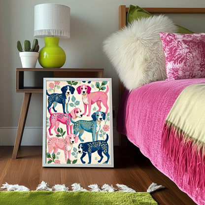 Colorful Beagle Art Print | Beagle Gift Idea Whimsical Dog Wall Art Gift for Dog Lovers | Modern Maximalist Pet Decor | Framed or Unframed