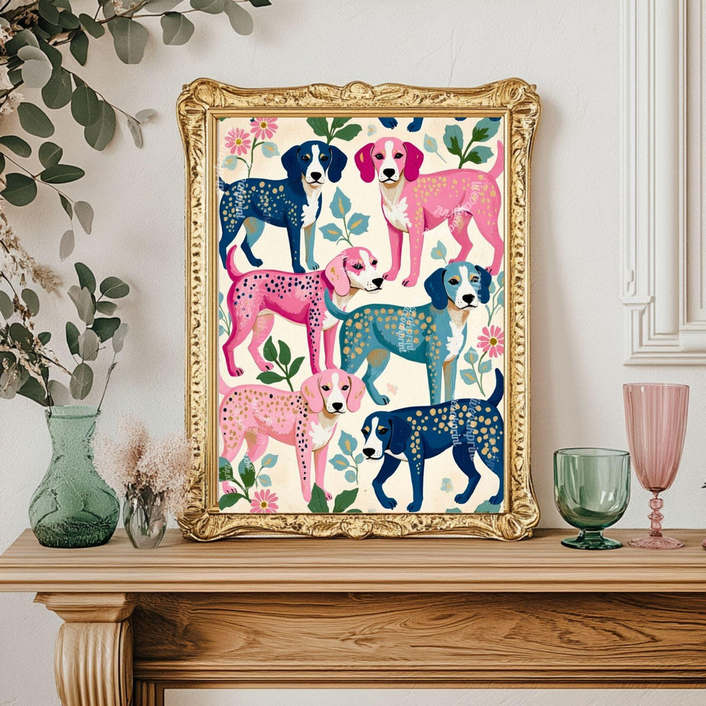 Colorful Beagle Art Print | Beagle Gift Idea Whimsical Dog Wall Art Gift for Dog Lovers | Modern Maximalist Pet Decor | Framed or Unframed