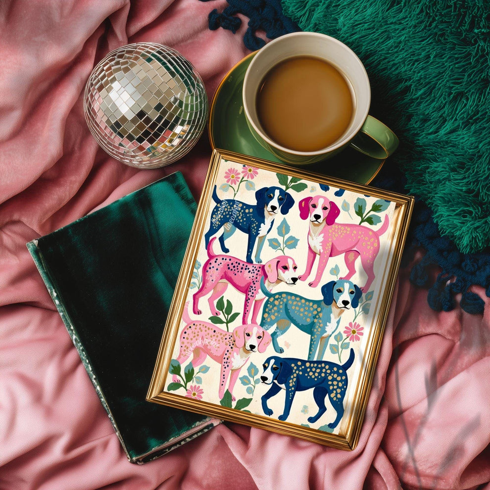 Colorful Beagle Art Print | Beagle Gift Idea Whimsical Dog Wall Art Gift for Dog Lovers | Modern Maximalist Pet Decor | Framed or Unframed