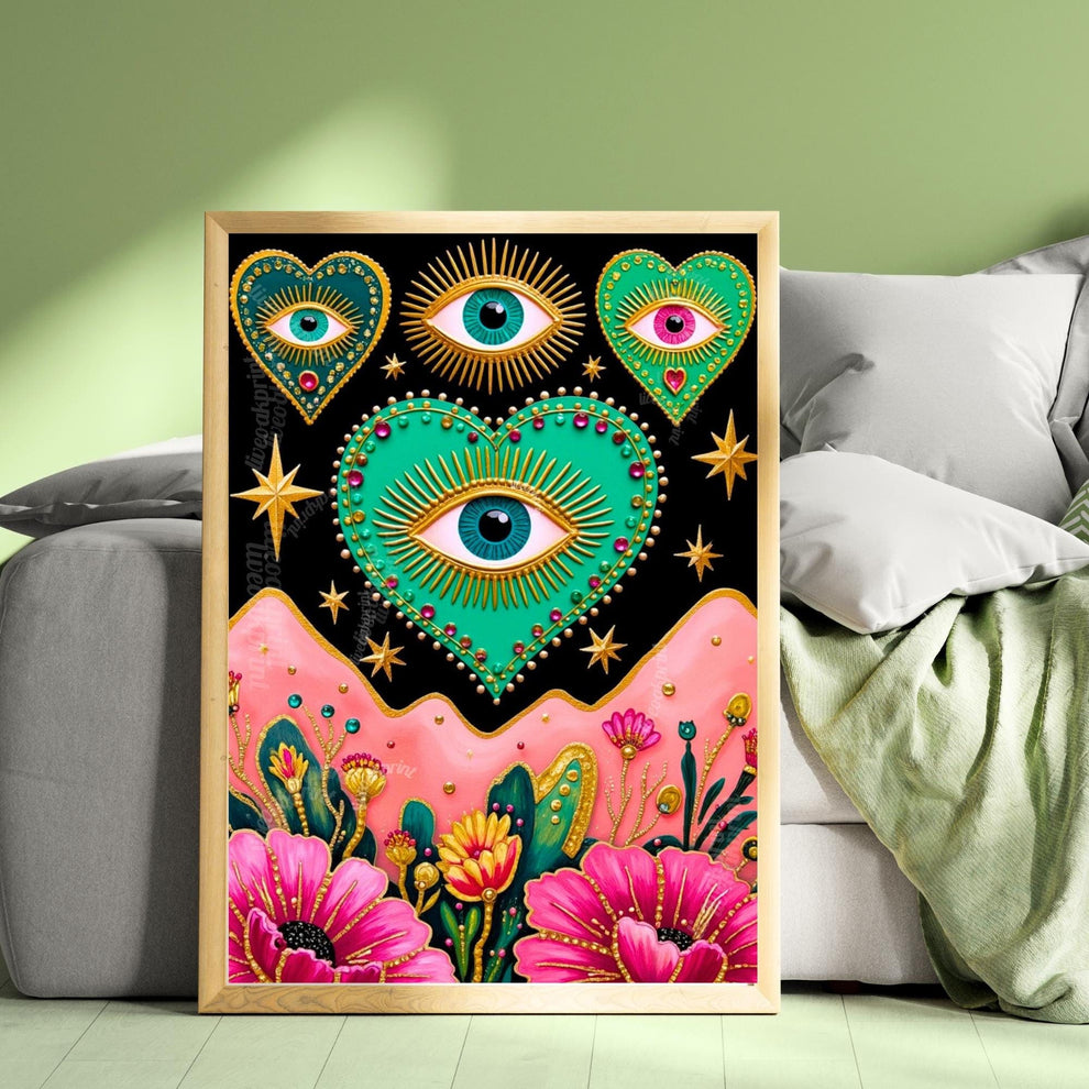 Celestial Heart and Mountains Art Print