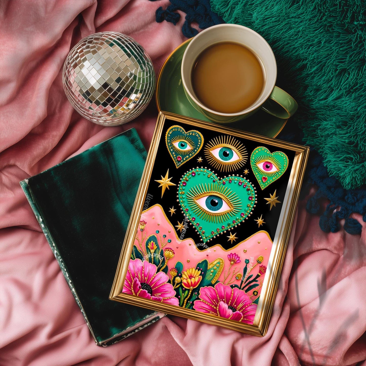 Celestial Heart and Mountains Art Print