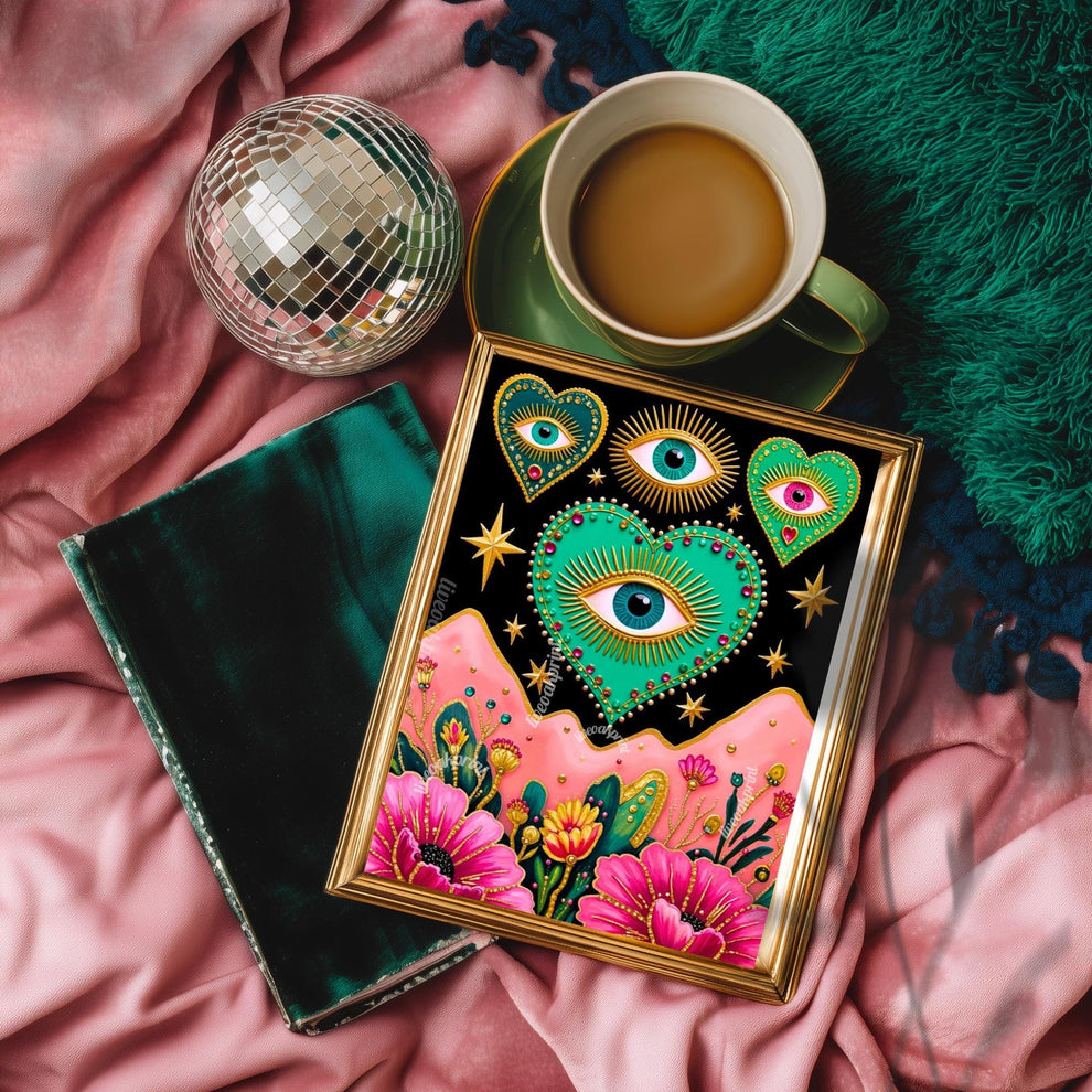 Celestial Heart and Mountains Art Print