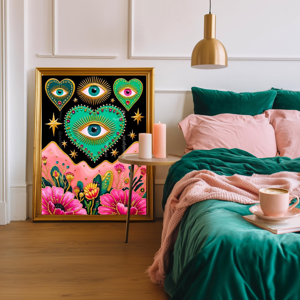 Celestial Heart and Mountains Art Print