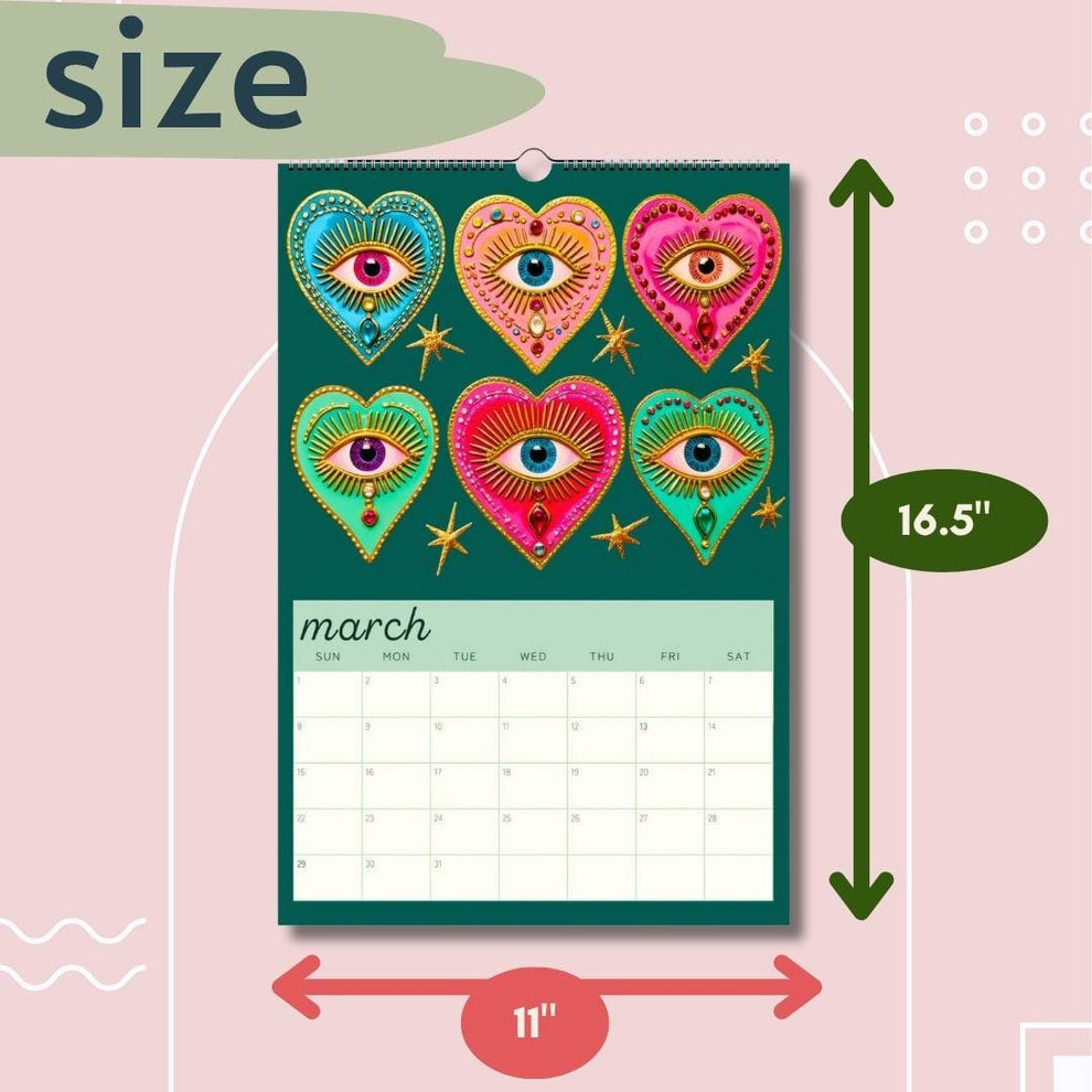 Surreal 2026 Wall Calendar: Sacred Hearts and Golden Eyes